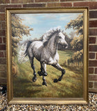 Fabulous large Mid C20th Oil on Canvas of a Dapple Grey Horse galloping  SOLD