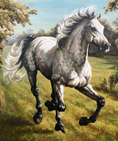 Fabulous large Mid C20th Oil on Canvas of a Dapple Grey Horse galloping  SOLD