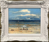 Fine Vintage  Impressionist Oil on Board of a Beach Scene - "Sur La Plage" SOLD