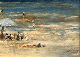 Fine Vintage Impressionist Oil on Board of a Beach Scene - "Sur La Plage" SOLD