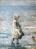 Fine Vintage Scottish School Oil on Panel of a "Girl & Toy Boat"  SOLD