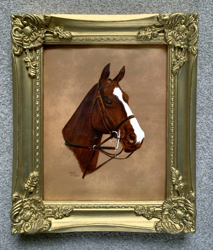 Early C20th Oil Portrait of a Racehorse circa 1931 