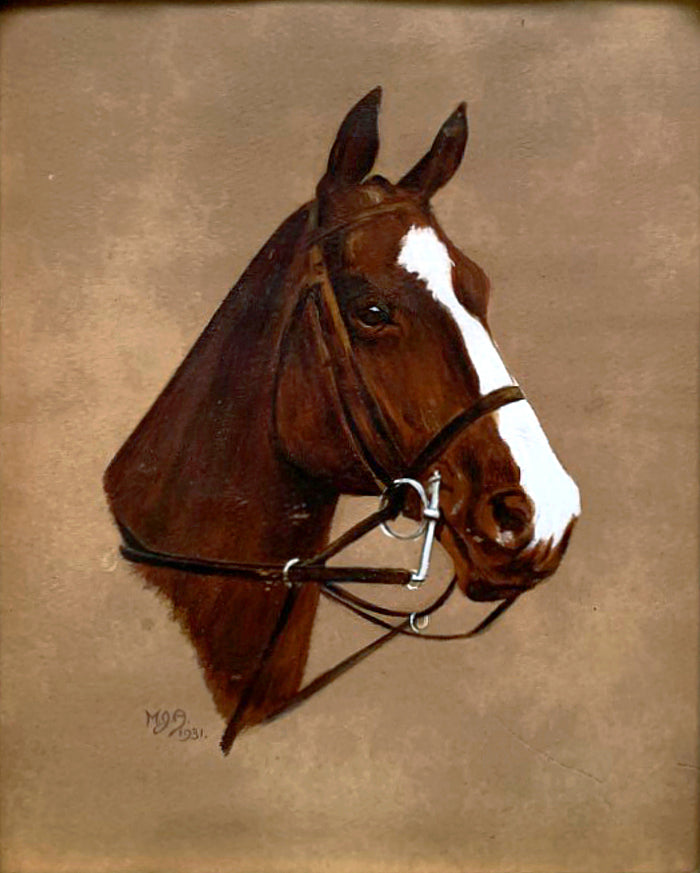 Early C20th Oil Portrait of a Racehorse circa 1931 