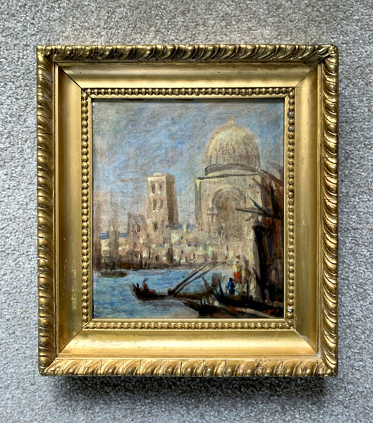 Exquisite Mid C19th Impressionist Oil on Panel - Venetian Canal Scene  SOLD