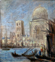 Exquisite Mid C19th Impressionist Oil on Panel - Venetian Canal Scene  SOLD