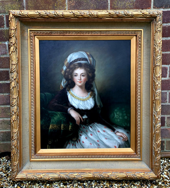 Fabulous Vintage C18th Style Oil on Canvas Portrait of a Young Lady SOLD