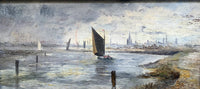 Fine C19th Victorian Dutch School Oil on Wood Panel depicting a Coastal Shipping Scene SOLD