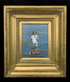 Beautiful Contemporary Oil on Board of a Girl Paddling -Sold