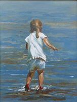 Beautiful Contemporary Oil on Board of a Girl Paddling -Sold