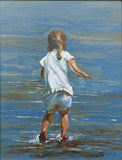 Beautiful Contemporary Oil on Board of a Girl Paddling -Sold