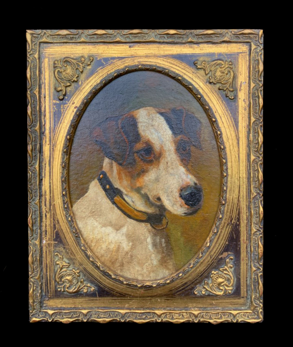 Antique Oil on Board of a Terrier SOLD