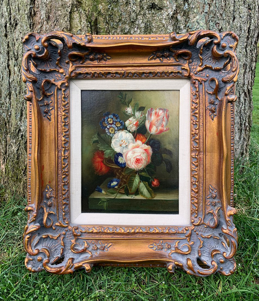 Beautiful Vintage English School Oil on Canvas - Flowers in a Vase SOLD