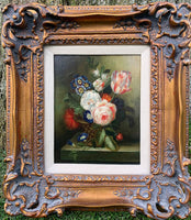 Beautiful Vintage English School Oil on Canvas - Flowers in a Vase SOLD