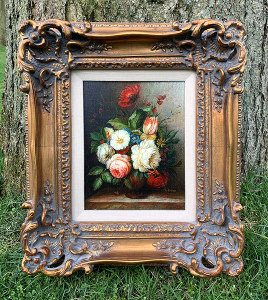 Fabulous Vintage English School Oil on Canvas - Flowers in a Vase  SOLD