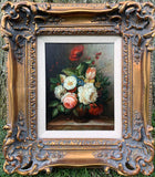 Fabulous Vintage English School Oil on Canvas - Flowers in a Vase  SOLD