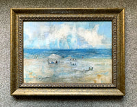 Vintage Oil on Board Impressionist Beach Scene "La Plage" SOLD