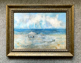 Vintage Oil on Board Impressionist Beach Scene "La Plage" SOLD