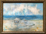 Vintage Oil on Board Impressionist Beach Scene "La Plage" SOLD