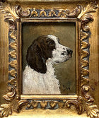 Vintage Oil on Board Miniature Portrait of an English Springer Spaniel SOLD