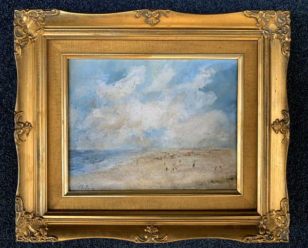 Vintage Oil on Board "Beach Cricket" SOLD