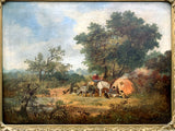 Beautiful C19th English School Victorian Oil on Canvas - A Woodland Gypsy Camp