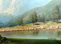 Stunning Large Vintage Oil on Canvas of an Alpine Landscape - Giuseppe Bonacina SOLD