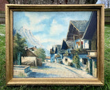 Fine Early C20th Oil on Board of an Alpine Village - H.Bauer 1948 SOLD