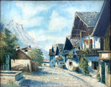 Fine Early C20th Oil on Board of an Alpine Village - H.Bauer 1948 SOLD