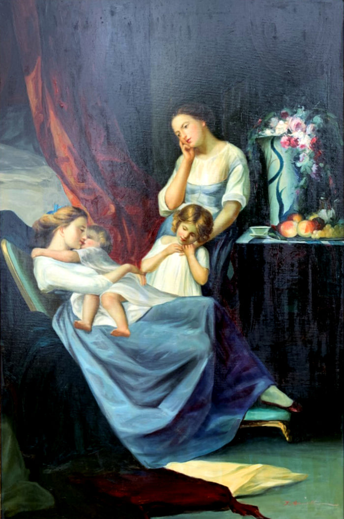 Stunning large Vintage Oil on Canvas of a Family Group - Sold