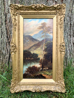 Fine C19th Victorian Scottish School Oil on Canvas - Sheep Grazing by a Loch - F.Allen SOLD