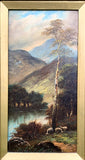 Fine C19th Victorian Scottish School Oil on Canvas - Sheep Grazing by a Loch - F.Allen SOLD