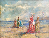 Fine Vintage Impressionist Oil on Artists Canvas Board of a Beach Scene SOLD