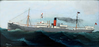 Fine Edwardian Oil on Artists Board of the Steamer Spheroid - H.Crane SOLD