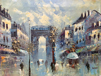 Vintage Impressionist Oil on Canvas of a Parisian Boulevard by Caroline Burnett SOLD