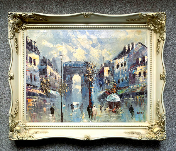 Vintage Impressionist Oil on Canvas of a Parisian Boulevard by Caroline Burnett SOLD