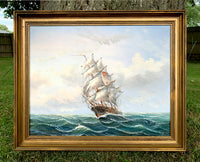 Fine Vintage Maritime Oil on Canvas - Clipper at Sea - J. Hardie SOLD