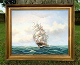 Fine Vintage Maritime Oil on Canvas - Clipper at Sea - J. Hardie SOLD