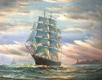 Fine Vintage Oil on Canvas of a Clipper at Full Sail - Ben Evans SOLD