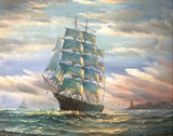 Fine Vintage Oil on Canvas of a Clipper at Full Sail - Ben Evans SOLD