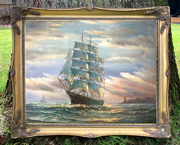 Fine Vintage Oil on Canvas of a Clipper at Full Sail - Ben Evans SOLD