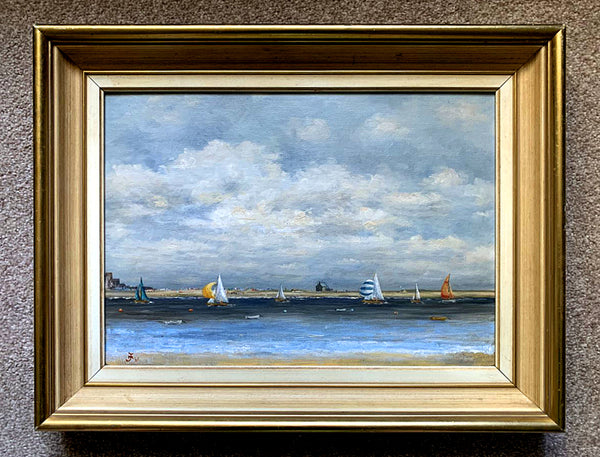 Fine Vintage English School Oil on Canvas Beach Scene - "August" SOLD