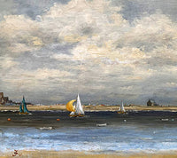 Fine Vintage English School Oil on Canvas Beach Scene - "August" SOLD