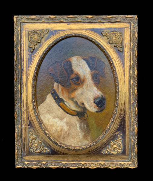 Antique Oil on Board of a Terrier SOLD