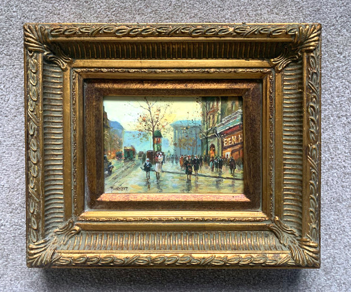 Stylish Vintage French Impressionist School Oil on Panel - Parisien Boulevard SOLD