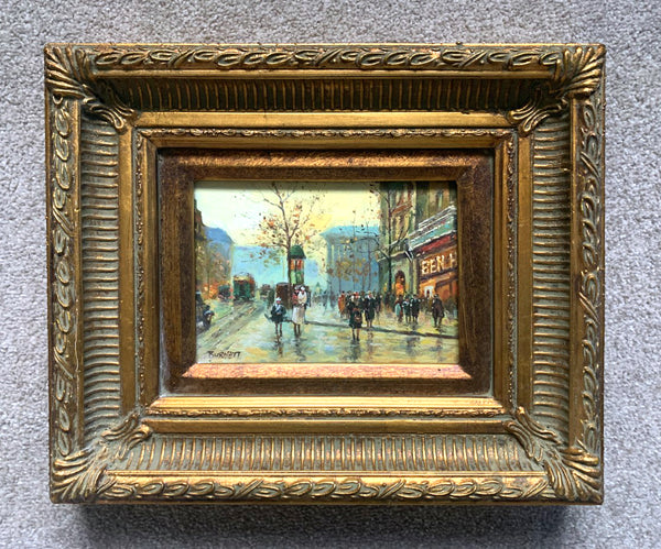 Stylish Vintage French Impressionist School Oil on Panel - Parisien Boulevard SOLD