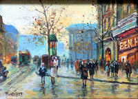 Stylish Vintage French Impressionist School Oil on Panel - Parisien Boulevard SOLD