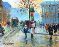 Stylish Vintage French Impressionist School Oil on Panel - Parisien Boulevard SOLD