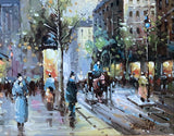 Elegant Vintage French Impressionist School Oil on Panel - Parisien Boulevard SOLD