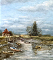 Fine Vintage English School Oil on Canvas Board of Snape Suffolk - "October"