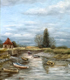 Fine Vintage English School Oil on Canvas Board of Snape Suffolk - "October"